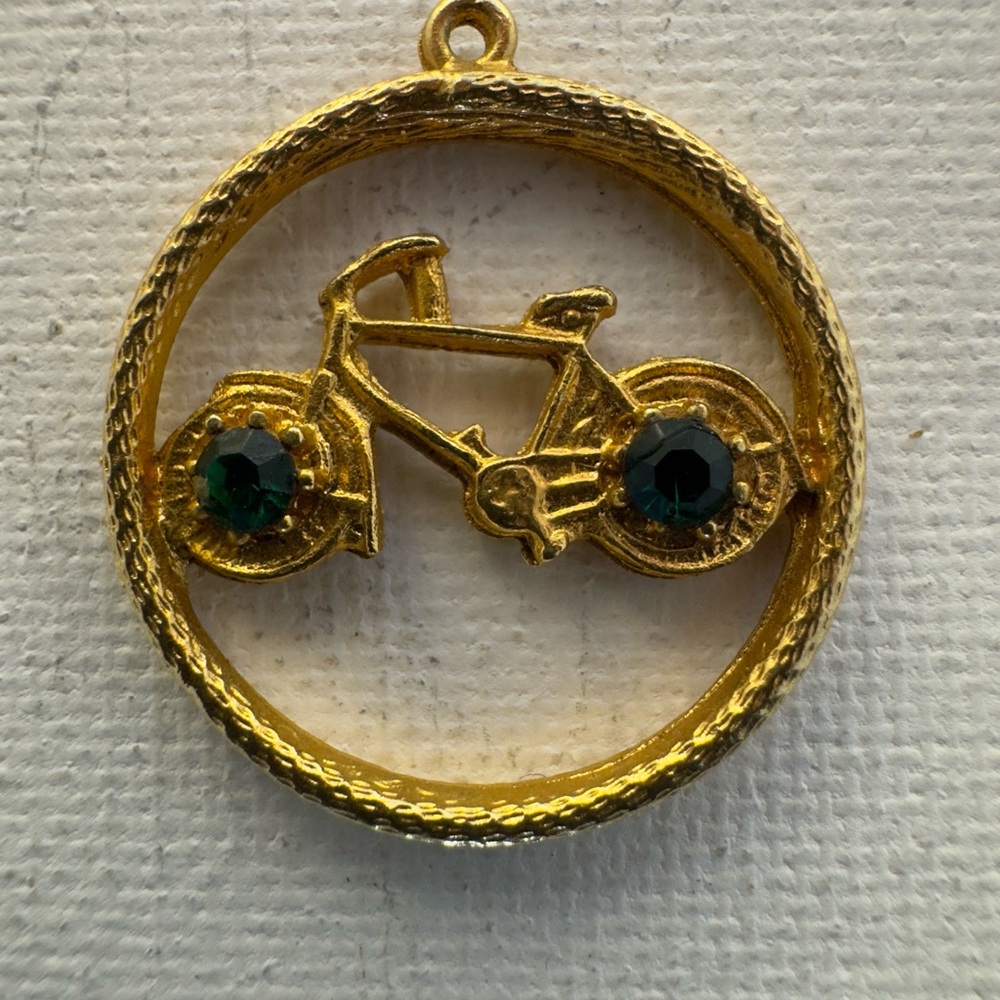 Liberty Gold Necklace Pendant with Green Accents
